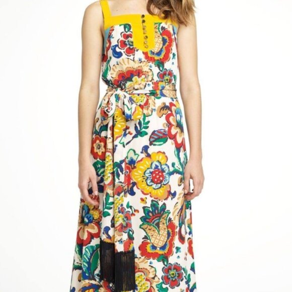 NWOT Tory Burch Wildflower 2012 Resort Collection Multi Ivey Maxi Dress XS $700 - Picture 2 of 14